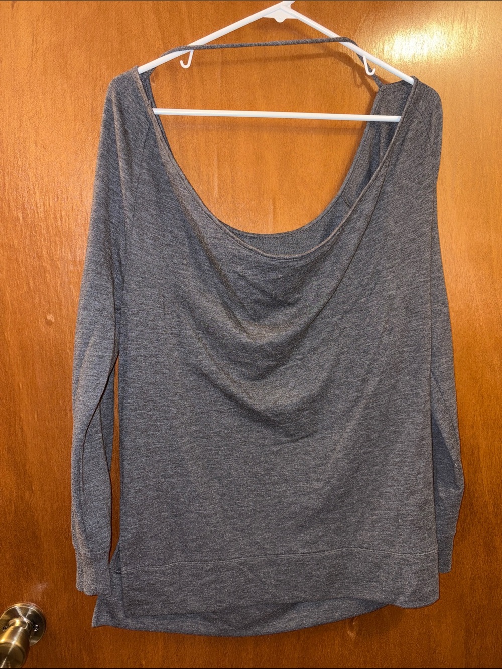 Victoria's Secret Gray Draped Scoop-Neck Long-Sleeve Top